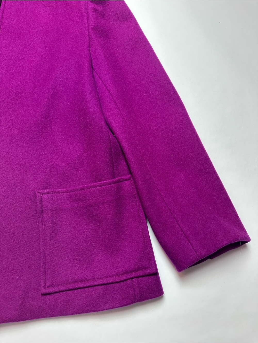 Vintage 80s Halston III Purple 100% Wool Collarless Jacket Blazer Size 10 - Picture 11 of 13